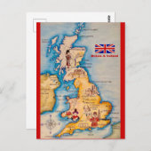イギリスとアイルランドの古地図 ポストカード (正面/裏面)
