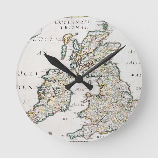 イギリスとアイルランドの地図、パリ1640号( ラウンド壁時計 (正面)