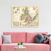 イギリスとアイルランド素晴らしの総合地図 キャンバスプリント (インサイチュ (リビング))