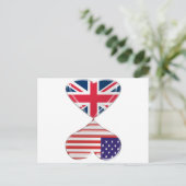 イギリスとアメリカのハート国旗の芸術 ポストカード (スタンド正面)