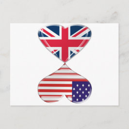 イギリスとアメリカのハート国旗の芸術 ポストカード