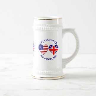 イギリスとアメリカのハート形国旗 ヘリテージ ビールジョッキ