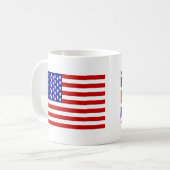 イギリスとアメリカの国旗並べて コーヒーマグカップ (正面左)