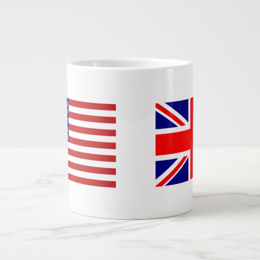 イギリスとアメリカの国旗並べて ジャンボコーヒーマグカップ (正面)