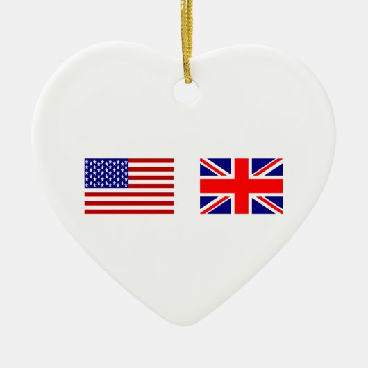 イギリスとアメリカの国旗並べて セラミックオーナメント (正面)