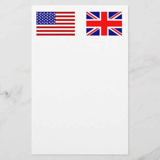 イギリスとアメリカの国旗並べて 便箋 (正面)
