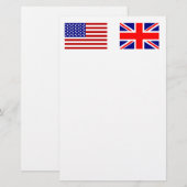 イギリスとアメリカの国旗並べて 便箋 (正面/裏面)