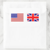 イギリスとアメリカの国旗並べて 長方形シール (バッグ)