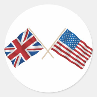 イギリスとアメリカ国旗 ラウンドシール