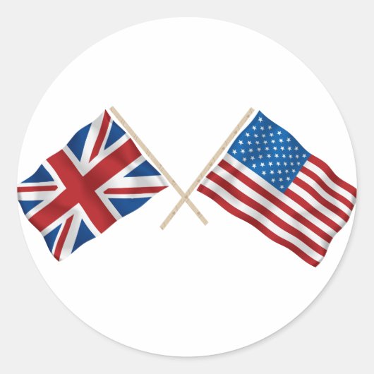 イギリスとアメリカ国旗 ラウンドシール (正面)
