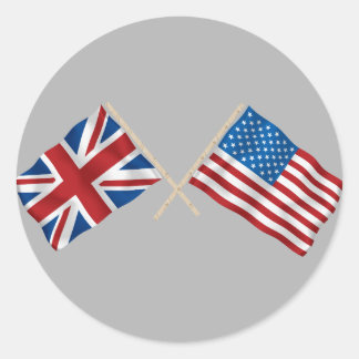イギリスとアメリカ国旗 ラウンドシール