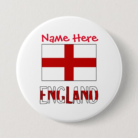 イギリスとイギリス国旗 赤 カスタマイズ丸型 缶バッジ (正面)