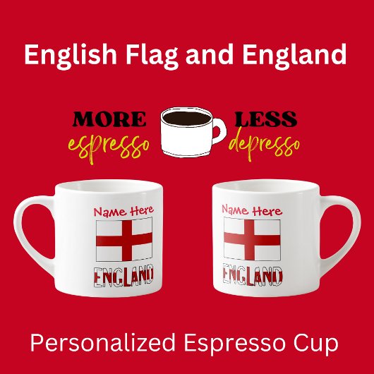 イギリスとイギリス国旗 赤 カスタマイズ エスプレッソカップ
