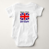 イギリスと英国国旗にあなたの名前 ベビーボディスーツ (裏面)