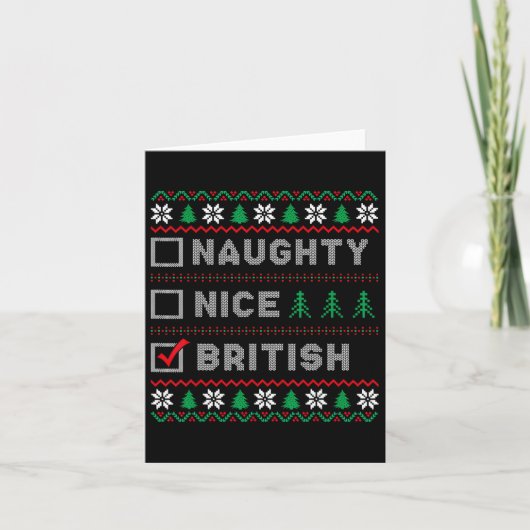 イギリスのいたずらっ子リスト サンタのリスト 面白いクリスマス カード (正面)