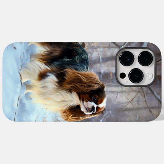 イギリスのおもちゃスパニエル犬が雪のクリスマスを過ごす Case-Mate iPhoneケース (裏面 (横))