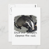 イギリスのアナグマを救おう。アナグマの殺処分に反対しよう ポストカード (正面/裏面)