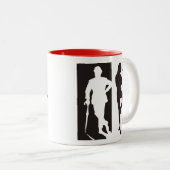 イギリスのアベンジャーズの黒と白のシルエット ツートーンマグカップ (正面右)