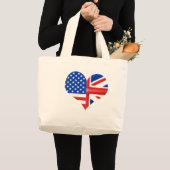 イギリスのアメリカのハート ラージトートバッグ (正面(商品))