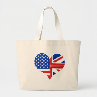 イギリスのアメリカのハート ラージトートバッグ