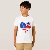 イギリスのアメリカのハート Tシャツ (正面フル)