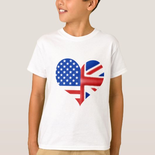 イギリスのアメリカのハート Tシャツ (正面)