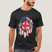 イギリスのアメリカ国旗の胸に旗を持ち込む Tシャツ (正面)