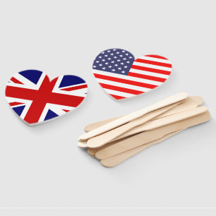 イギリスのアメリカ国旗国際的の結婚披露宴 ハンドファン