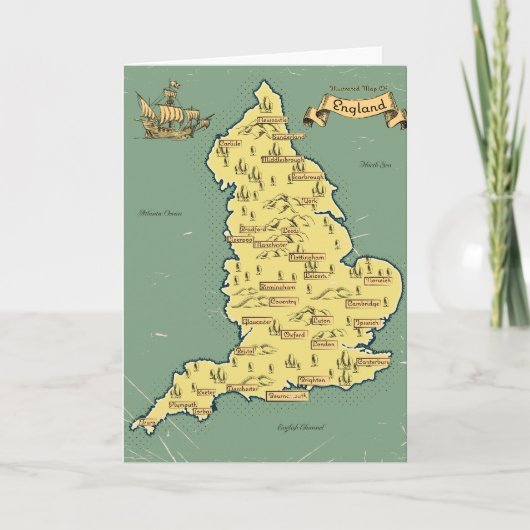 イギリスのイラスト付き旅行地図 招待状 (正面)