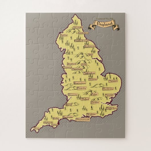 イギリスのイラスト旅行地図 ジグソーパズル (縦)