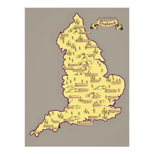 イギリスのイラスト旅行地図 フォトプリント            (正面)