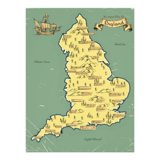 イギリスのイラスト旅行地図 フォトプリント            (正面)