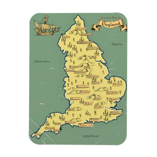 イギリスのイラスト旅行地図 マグネット (縦)
