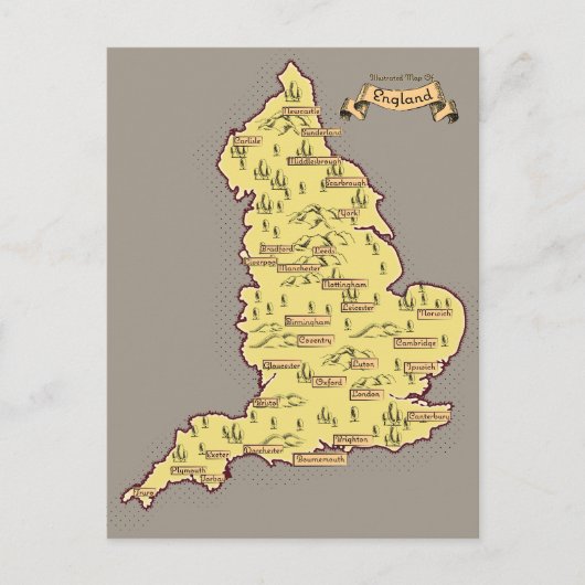 イギリスのイラスト旅行地図 案内ポストカード (正面)