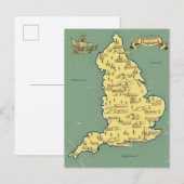 イギリスのイラスト旅行地図 案内ポストカード (正面/裏面)