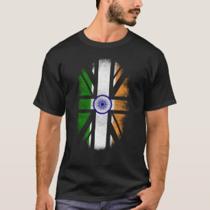 イギリスのインドの旗-インドおよびイギリスのプライドのTシャツ Tシャツ