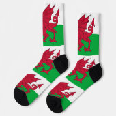 イギリスのウェールズ国旗を持つ女性統一された靴下 ソックス (左)