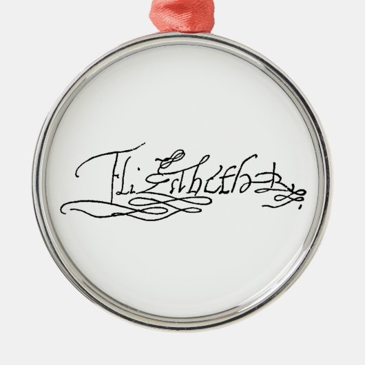 イギリスのエリザベス女王一世のサイン メタルオーナメント (正面)