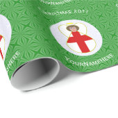 イギリスのエンジェルクリスマスパーソナライズされた国旗 ラッピングペーパー (ロールコーナー)