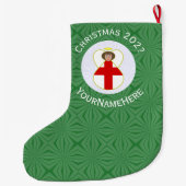 イギリスのエンジェルクリスマスパーソナライズされた国旗 ラージクリスマスストッキング (裏面)