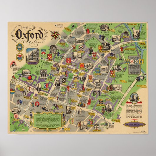 イギリスのオックスフォードの地図（イギリス鉄道） ポスター (正面)