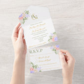 イギリスのカントリーガーデン オールインワン ウェディング招待状 オールインワン招待状 (貼ってはがせる)