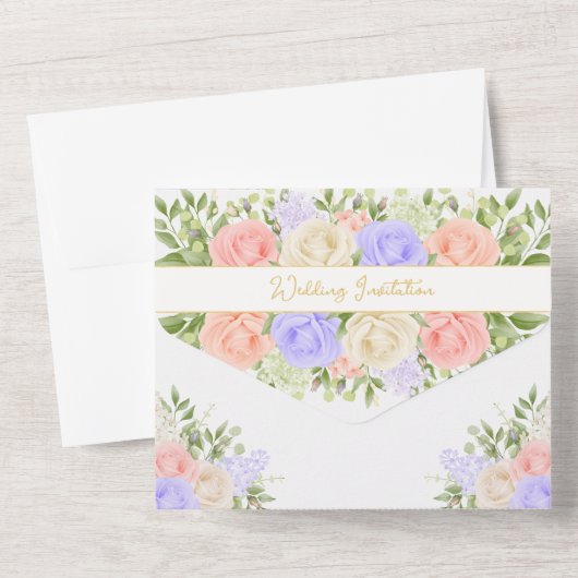 イギリスのカントリーガーデン オールインワン ウェディング招待状 オールインワン招待状 (裏面)