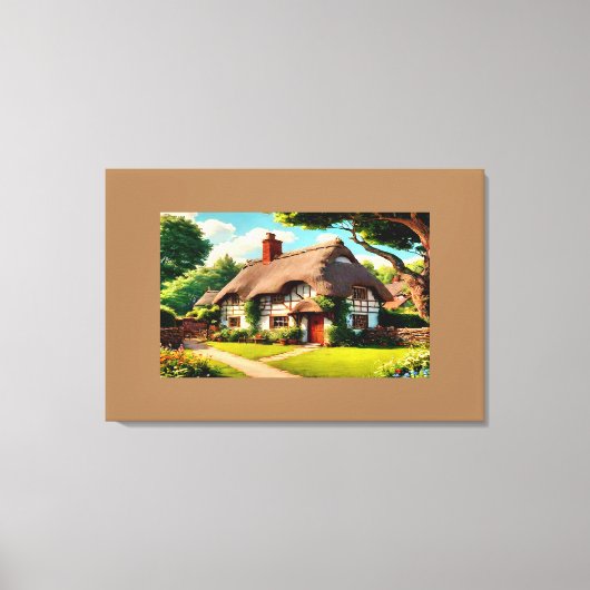 イギリスのカントリーコテージ キャンバスプリント (正面)