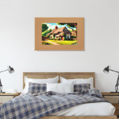 イギリスのカントリーコテージ キャンバスプリント (インサイチュ (寝室))