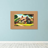 イギリスのカントリーコテージ キャンバスプリント (インサイチュ (ウッドフロア))