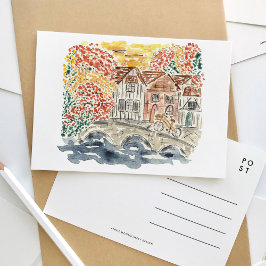 イギリスのカントリーサイドイングランド水彩旅行 インビテーションポストカード