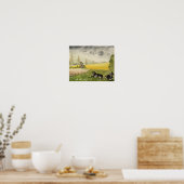 イギリスのカントリーサイドフィールド&牛の水彩 ポスター (キッチン)