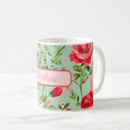 イギリスのカントリー・ワイルドフラワーパーソナライズされた コーヒーマグカップ