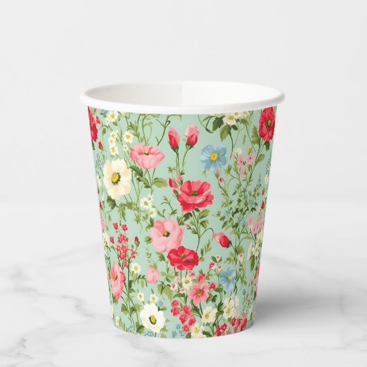 イギリスのカントリー・ワイルドフラワーパーソナライズされた 紙コップ (左)